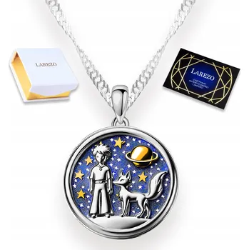 Náhrdelník Stříbrný náhrdelník 925 Malý princ s liškou a hvězdičkami - Nejlepší přátelé
