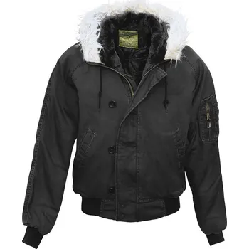 Pánský bomber Bunda pilotní aljaška N-2B VINTAGE s kapucí ČERNÁ Bunda pilotní aljaška N-2B VINTAGE s kapucí ČERNÁ vel. XXL