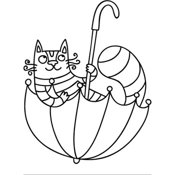 KOČKA S DEŠTNÍKEM / 15x20 cm (Samolepicí šablona na pískování)