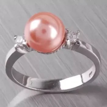 Prsten Stříbrný prsten s perlou a zirkony 6T1207L velikost 51