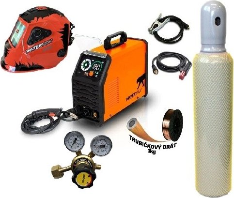 Pantermax MIG 210 Falco 3 LCD Varianta: SET 22: svářečka s výbavou v popisu stroje + kukla profi + RV CO2 + lahev CO2 plná PMMIG210-3-LCD
