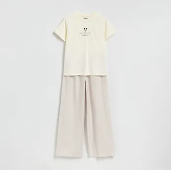 Dámský kabát Reserved - Dvoudílné pyžamo Mickey Mouse - béžová - 996HD-08X - 996HD-08X-M