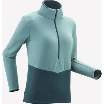 Pánská mikina QUECHUA Dámská turistická fleecová bunda s kapsami na zip MH 500 L MODRÁ|ZELENÁ