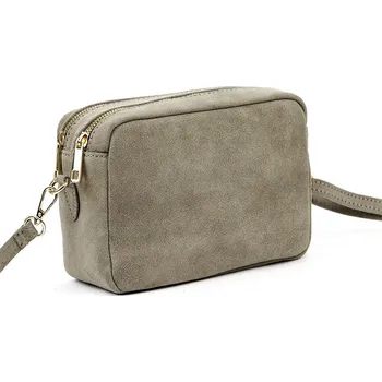 Kabelka Světlá dvouzipová crossbody kabelka z broušené kůže