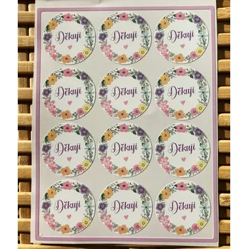 Výuková hračka Děkuji 12 ks / 3 cm (samolepka na archu)