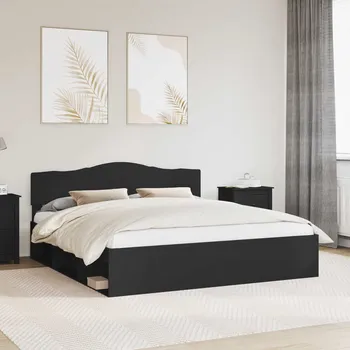 Nábytek Rám postele s čelo Černá 180 x 200 cm Masivní borové dřevo