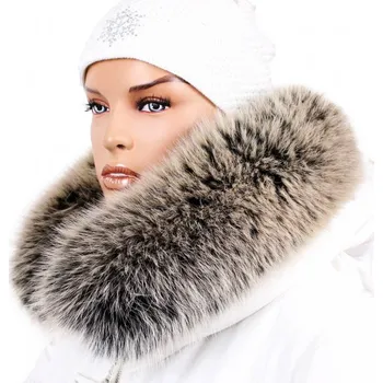 Sikora Kožešinový lem na kapuci - límec liška snowtop černo - béžová L 18/4 (50 cm)