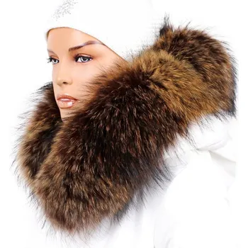 Sikora Kožešinový lem na kapuci - límec mývalovec snowtop melír hnědo - béžový M 33/13 (62 cm)