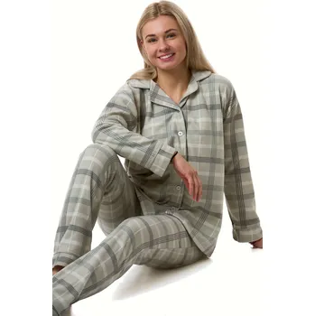 Dámské pyžamo Pyžamo dámské teplé hřejivé šedé káry 1Z1745 šedá xl