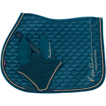 Vybavení pro koně Kentaur podsedlová dečka ROSE GOLD samet + čabraka - tmavě zelená