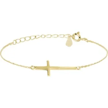 Náramek Dámský stříbrný náramek s křížkem pozlacený JMAS0062GB16 16-19 cm