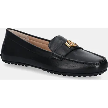Dámské mokasíny Kožené mokasíny Lauren Ralph Lauren Barnsbury dámské, černá barva, na plochém podpatku, 802P09040001 802P09040001.001 99X, EUR 39