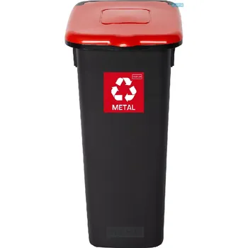 Odpadkový koš Odpadkový koš na tříděný odpad Flap Bin šedý 53 l, červené víko - kov