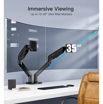 Držák monitoru Držák na 2 monitory 22-35 palců pro těžké monitory 12 kg, USB port otočný 360 stupňů