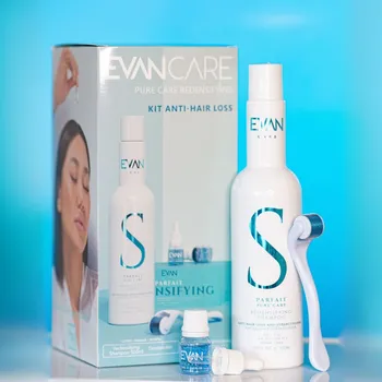 Šampon KIT: Evan Redensifying Kit - podpora růstu vlasů a regenerace pokožky - šampon, 500 ml, ampule, 12x10 ml + Scalp roller