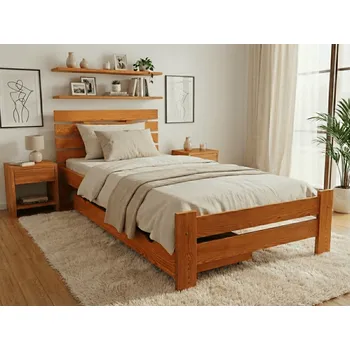 Postel PARIS zvýšená 90 x 200 cm, olše Rošt: S laťkovým roštem, Matrace: Matrace Deluxe 10 cm