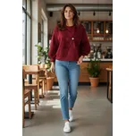 Krátká mikina s květinou bordo Velikost: UNI: XS - XL