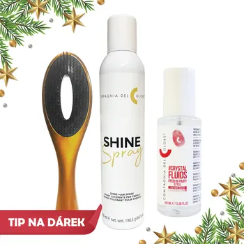 Stylingový přípravek Compagnia Del Colore sada pro lesk vlasů Shine Spray 300 ml + tekuté krystaly 100 ml + kartáč Kiepe Excellence