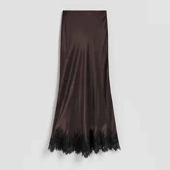 Dámská sukně Reserved - Viskózová sukně - tmavě hnědá - 336KB-89X - 336KB-89X-L