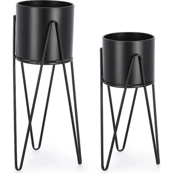Květináč Sada květináčů se stojanem Bizzotto Madelyn 23,5 x 57 / 21,5 x 46 cm 2-pack 723942 černá 99X