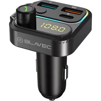 FM transmitter Blavec transmitter Flash TR-01 MP3, Bluetooth - 2xUSB + Typ C - PD 36W QC3.0 18W Černý