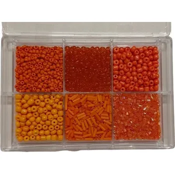 Dětské navlékací korálky Korálky skleněné sada cca 80g. Oranžová