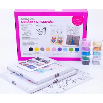 Výtvarná sada sada KOČKA, MOTÝL, SOVY, PÁV se skleněnými klipy (Dárková sada)