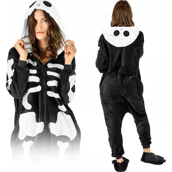 Karnevalový kostým Pyžamo kombinéza kigurumi dámská pánská kostým kostlivec dárek S