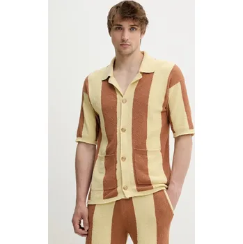 Pánská košile Košile Nanushka JEFF pánská, béžová barva, regular, NM25SSTP10711 10A, vel. S