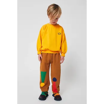 Chlapecké kalhoty Dětské bavlněné tepláky Bobo Choses Chess Pawn 225AC068 hnědá 82X, vel. 123/134