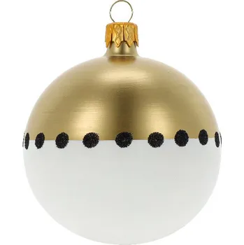 Ozdoba vánoční, koule, bronz/černé puntíky, 8cm (DOPRODEJ POSLEDNÍCH KOUSKŮ) - BALENÍ OBSAHUJE 6 ks!|Ego Dekor