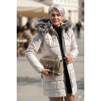 Dámský kabát Teplý dámský zimní kabát STAYHERE béžový Velikost: XXL