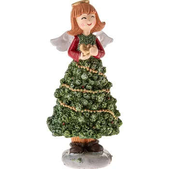 Vánoční dekorace Vánoční andílek 12,5 cm, polyresin, zelená