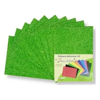 Tektura A4 gładka brokat zielona 10szt