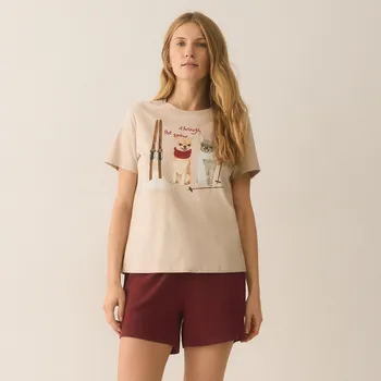 Reserved - Dvoudílná pyžamová souprava s&nbsp;potiskem - hnědá - 999HD-83X - 999HD-83X-S