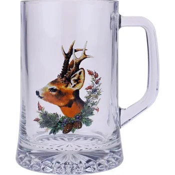 Sklenice Půllitr se srncem 0,5l (Skleněný krýgl s loveckým motivem)