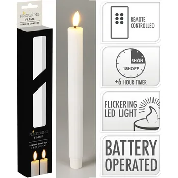 Sada 2ks vysokých bílých LED svíček s časovačem 25 cm