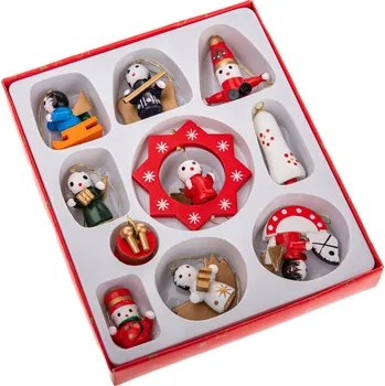 Vánoce Dřevěné vánoční ozdoby Mix I, SADA 10 KS, mix barev