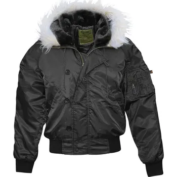 Bunda pilotní aljaška N-2B s kapucí ČERNÁ Bunda pilotní aljaška N-2B s kapucí ČERNÁ vel. XL