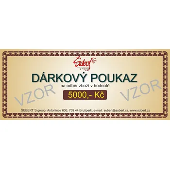 Dárková visačka Dárkový poukaz na odběr zboží v hodnotě 5000 Kč