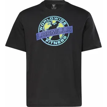 Pánské tričko REEBOK Pánské tričko s krátkým rukávem Reebok Les Mills® Oversized Graphic Černý M ČERNÁ