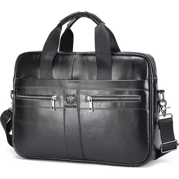 Bullcaptain pánská kožená brašna Faolán Černá textured 11L