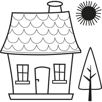 Samolepící dekorace DOMEČEK / 10x10 cm (Samolepicí šablona na pískování)