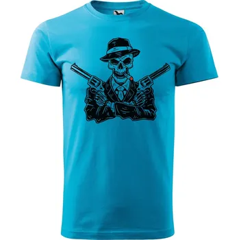 Pánské oblečení DOBRÝ TRIKO Pánské tričko s potiskem Gangster Velikost: L, Barva: Tyrkysová