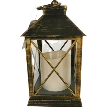 Plastová černozlatá LED lucerna 24 x 10 x 10 cm