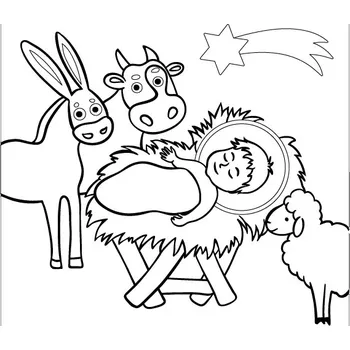 Vánoční dekorace JEŽÍŠEK / 20x20 cm (Samolepicí šablona na pískování)