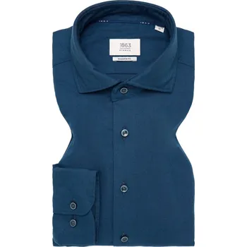 Pánská košile Vlněná flanelová košile Eterna Modern Fit modrá velikost: 40, délka rukávu: dlouhý rukáv