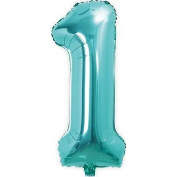 Balónek Fóliový balónek Číslice 1, tyrkysově Tiffany, 92 cm
