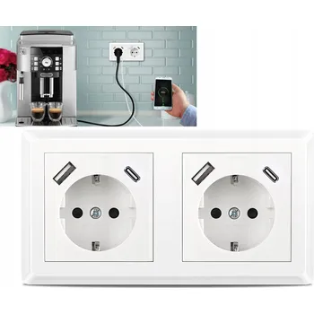 Elektrická zásuvka DVOJITÁ ZÁSUVKA 5V 3.4A S NABÍJEČKOU USB A+C