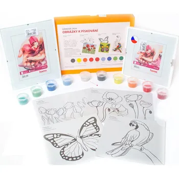 Výtvarná sada sada TULIPÁNY, VLČÍ MÁKY, PAPOUŠEK, MOTÝL se skleněnými klipy (Dárková sada)